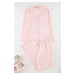 Trendyol Pink 100% Cotton Gingham Knitted Pajama Set