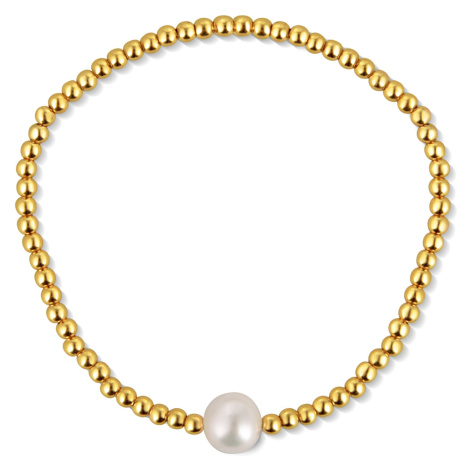 JwL Luxury Pearls Pozlacený korálkový náramek s pravou sladkovodní perlou JL0714
