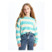 LC Waikiki Lw - Crew Neck Striped Long Sleeve Girl Crop Knitwear Sweater