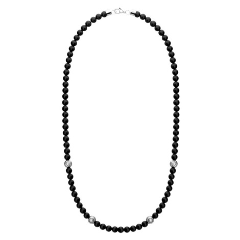 Manoki Pánský korálkový náhrdelník Luigi - přírodní onyx WA704B Černá 55 cm
