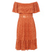 Bonprix BODYFLIRT krajkové šaty s Carmen dekoltem Barva: Oranžová, Mezinárodní