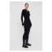 Šaty z vlněné směsi Calvin Klein černá barva, maxi