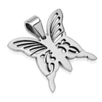 Přívěsek z chirurgické oceli - stříbrný motýl