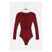 Trendyol Claret Red Cut Out Detailed Pleated Knitted Body