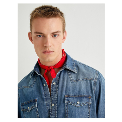 Koton Denim Shirt Jacket Oversize Long Sleeve Flap Pocket Detailed