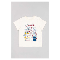 Bavlněné dětské tričko zippy béžová barva