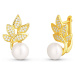 JwL Luxury Pearls Překrásné pozlacené náušnice s pravými perlami a zirkony JL0827