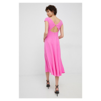 Šaty Emporio Armani růžová barva, midi