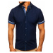 Tmavě modrá pánská košile s krátkým rukávem Bolf 2911-1