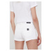 Džínové šortky Armani Exchange dámské, bílá barva, hladké, medium waist
