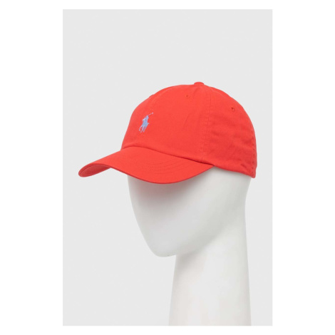 Bavlněná baseballová čepice Polo Ralph Lauren červená barva, s aplikací, 710667709