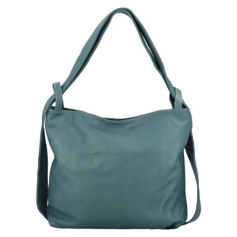 Trendový dámský kožený kabelko-batoh Haleth, modrá Delami Vera Pelle
