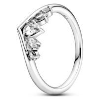 Pandora Něžný stříbrný prsten s kamínky Wishbone 199109C01 54 mm