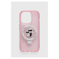 Obal na telefon Karl Lagerfeld iPhone 15 Pro 6.1 růžová barva