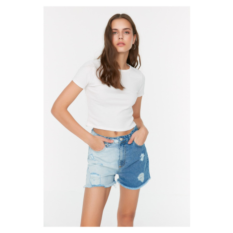 Trendyol Shorts - Blue - Normal Waist