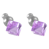 Náušnice se Swarovski Elements kostka Violet 6 mm