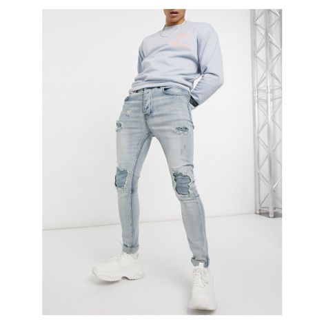 Sixth June distressed skinny jeans with inside panel in blue wash | Modio.cz