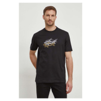 Bavlněné tričko Paul&Shark černá barva, s potiskem, 24411041
