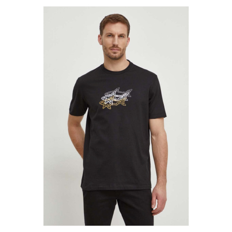 Bavlněné tričko Paul&Shark černá barva, s potiskem, 24411041 Paul shark