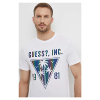 Bavlněné tričko Guess IRIDESCENT bílá barva, s potiskem, M4GI47 K9RM1