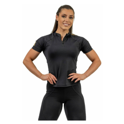 Nebbia Compression Zipper Shirt INTENSE Ultimate Black/Gold Fitness tričko