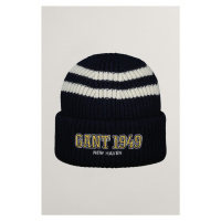 ČEPICE GANT STRIPED KNITTED BEANIE EVENING BLUE