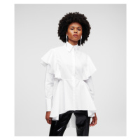 Košile karl lagerfeld hun's pick ruffle poplin shirt bílá