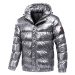 Lesklá zimní bunda s prošíváním a odnímatelnou kapucí
