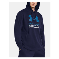 Tmavě modrá sportovní mikina Under Armour UA Rival Terry Graphic Hood