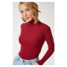 Happiness İstanbul Women's Burgundy Turtleneck Sweater Skirt Knitwear Suit