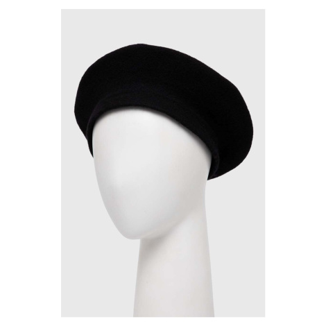 Vlněný baret Sisley černá barva, vlněný