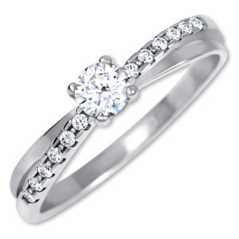 Brilio Půvabný prsten s krystaly z bílého zlata 229 001 00810 07