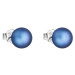 Evolution Group Stříbrné náušnice pecka s tmavě modrou matnou perlou 31142.3