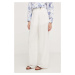 Kalhoty s lněnou směsí Answear Lab bílá barva, široké, high waist