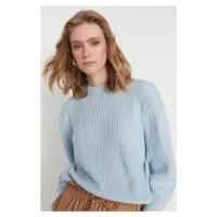 Trendyol Blue Wide Fit Soft Textured Basic Knitwear Sweater