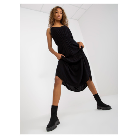 Černé maxi šaty s volánem z viskózy SUBLEVEL Fashionhunters