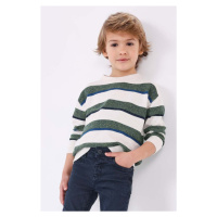 Dětský svetr s příměsí vlny Mayoral zelená barva, lehký