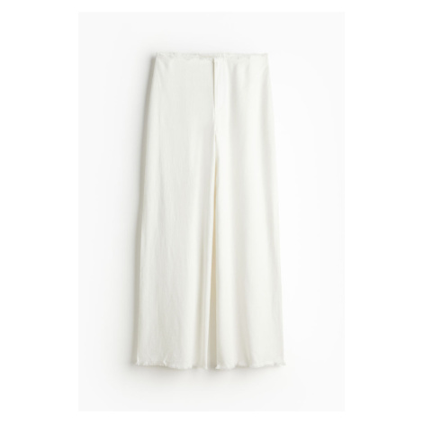 H & M - Kalhoty z lněné směsi's roztřepenými lemy - bílá H&M