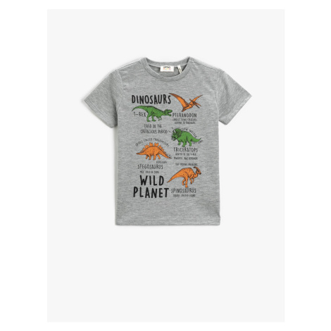 Koton Dinosaur Printed Short Sleeve T-Shirt Crew Neck