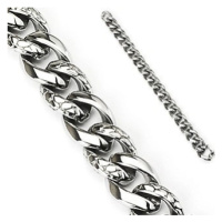 Ocelový náramek - silný řetízek zdobený hadím vzorem, stříbrná barva