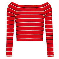 Tommy Jeans Top - TJW SKINNY OFF SHOULDER STRIPE red