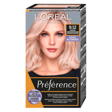 Loréal Paris Preference Permanentní barva na vlasy 9.12 studená velmi světlá blond
