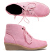 QVC VITAFORM kožené kotníčkové boty na klínku Barva: Růžová