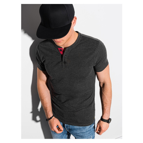 Černé pánské tričko bez potisku Ombre Clothing S1390