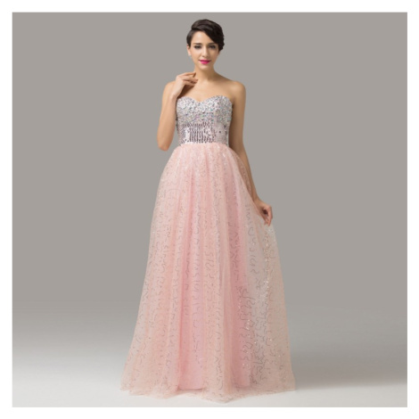 luxusní plesové růžové šaty Cher flitrované