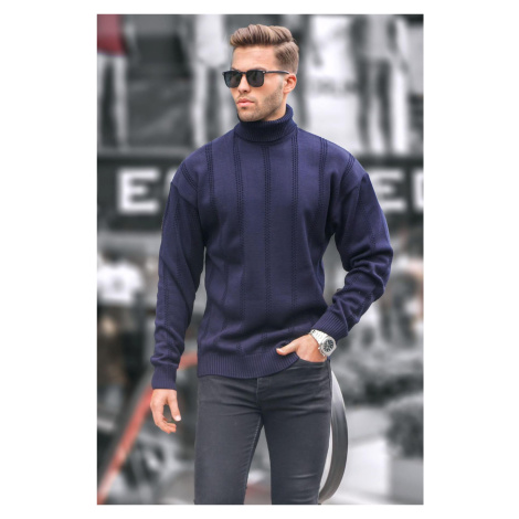 Madmext Men's Navy Blue Turtleneck Regular Fit Sweater 6834