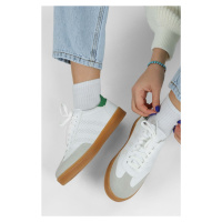 Shoeberry Women's Campues White-Green Flat Sneakers