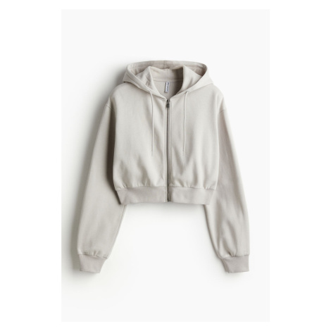 H & M - Cropped bunda na zip's kapucí - šedá H&M
