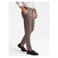 Ombre Clothing Chinos hnědé kalhoty klasického střihu V1 PACP-0183