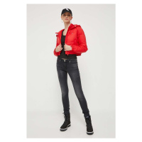 Bunda Tommy Jeans dámská, červená barva, zimní, DW0DW15964